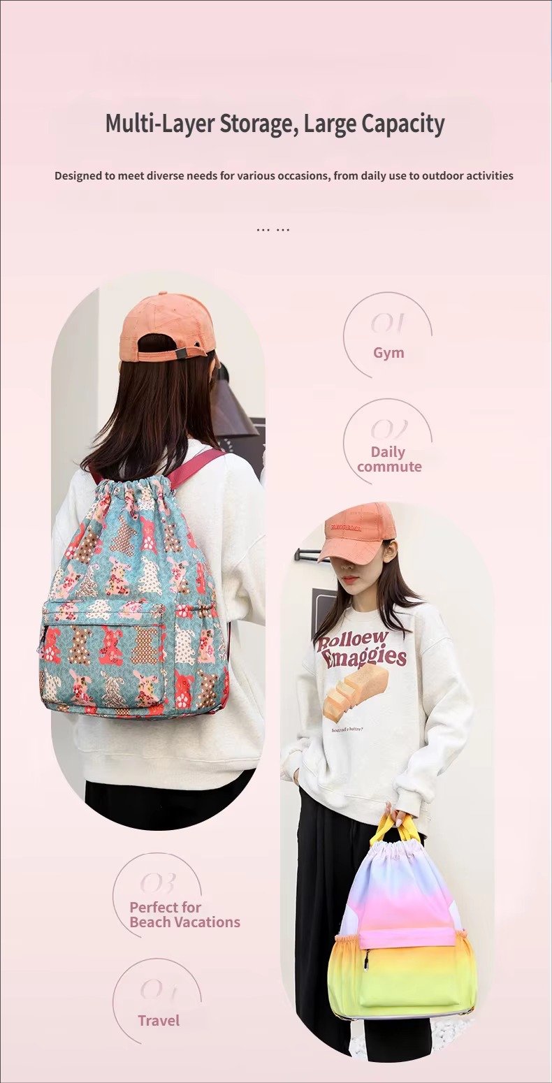 Printing Lightweight Waterproof Drawstring Backpack Foldable Basketball Sport Gym Bags Shopping Handbag Travel Backpack detail image