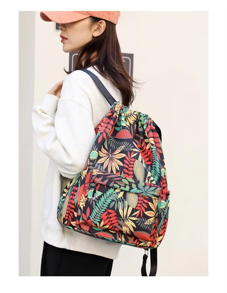 Printing Lightweight Waterproof Drawstring Backpack Foldable Basketball Sport Gym Bags Shopping Handbag Travel Backpack detail image