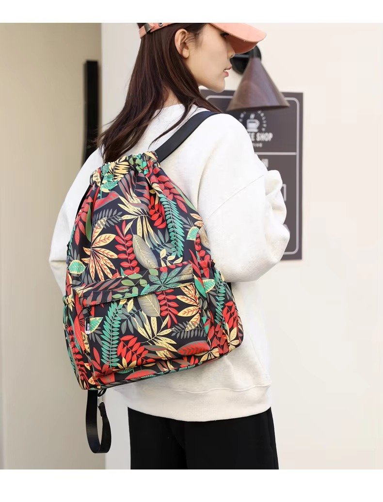 Printing Lightweight Waterproof Drawstring Backpack Foldable Basketball Sport Gym Bags Shopping Handbag Travel Backpack detail image