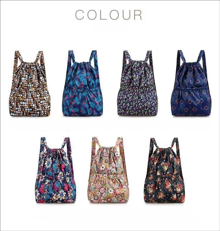 Waterproof Sublimation Drawstring Backpack Lightweight Foldable Travel Beach Sports Backpack Shopping Bag detail image
