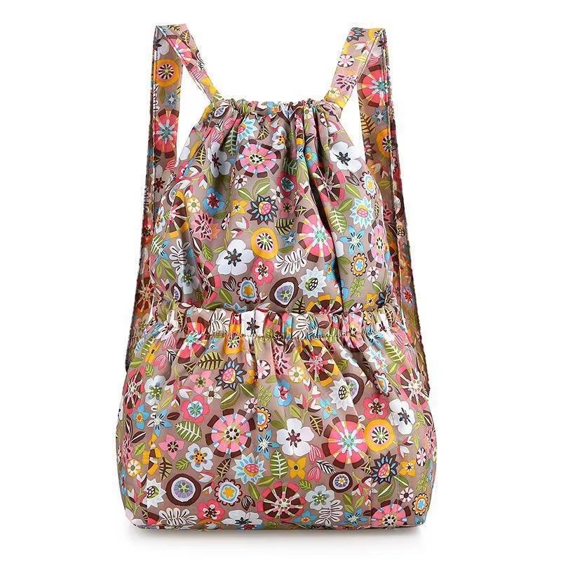 Waterproof Sublimation Drawstring Backpack Lightweight Foldable Travel Beach Sports Backpack Shopping Bag detail image