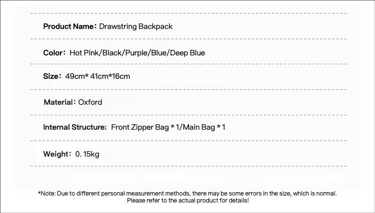 Customizable Reusable Multi-Functional Drawstring Backpack Lightweight Gym Yoga Fitness Outdoor Travel Sports String Bag detail image