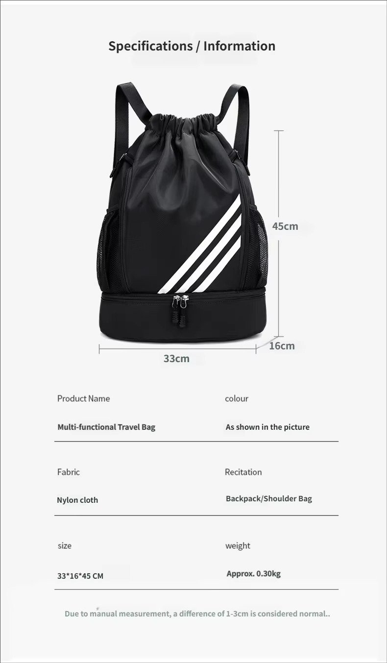 Drawstring Backpack Large Capacity Lightweight Outdoor Travel Backpack Basketball Sports Bag with Wet Dry Separation detail image