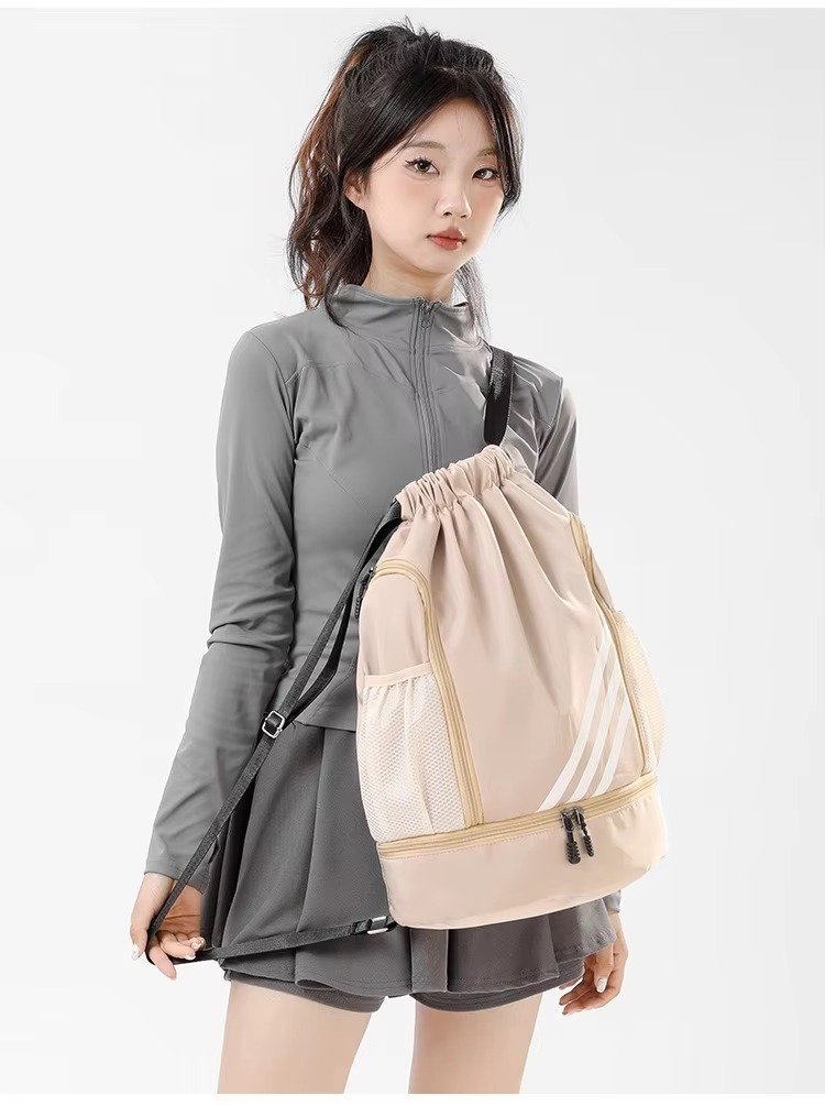 Drawstring Backpack Large Capacity Lightweight Outdoor Travel Backpack Basketball Sports Bag with Wet Dry Separation detail image