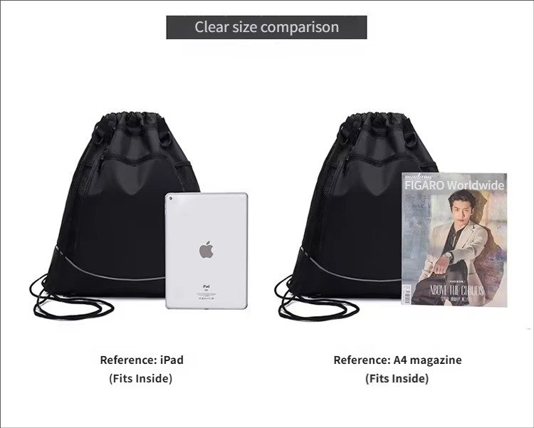 Hidden Mesh Pocket Drawstring Backpack Large Capacity Waterproof Outdoor Sports Gym Soccer Volleyball Basketball Bag detail image