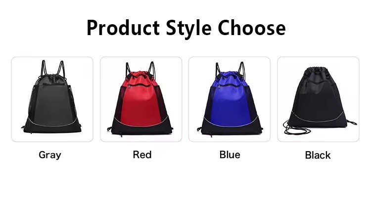 Hidden Mesh Pocket Drawstring Backpack Large Capacity Waterproof Outdoor Sports Gym Soccer Volleyball Basketball Bag detail image