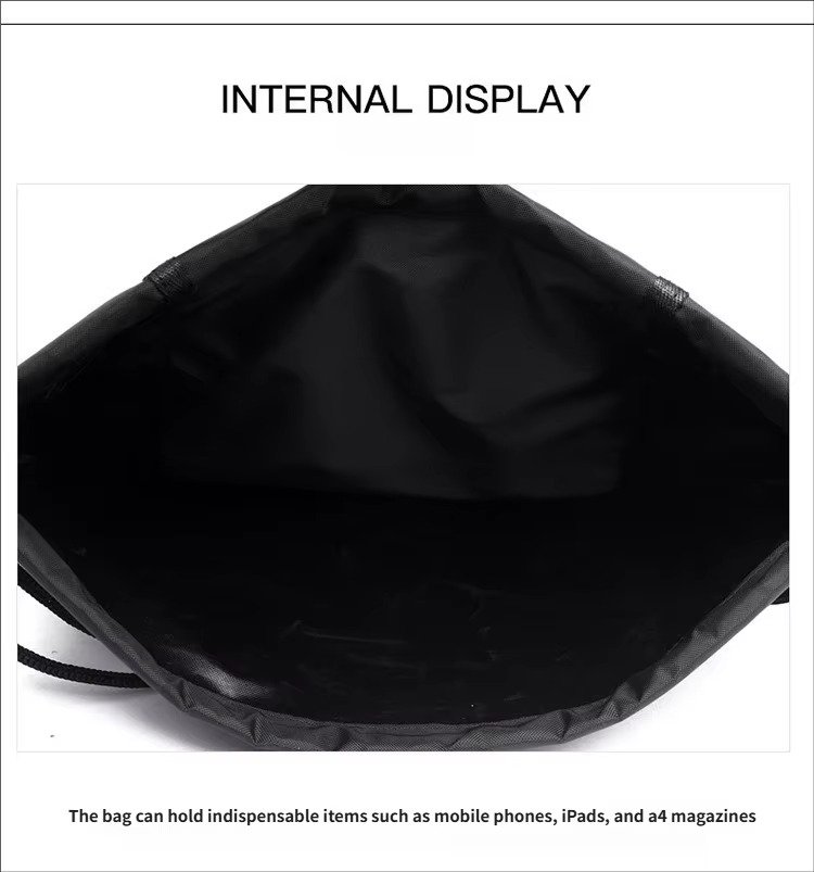 Hidden Mesh Pocket Drawstring Backpack Large Capacity Waterproof Outdoor Sports Gym Soccer Volleyball Basketball Bag detail image