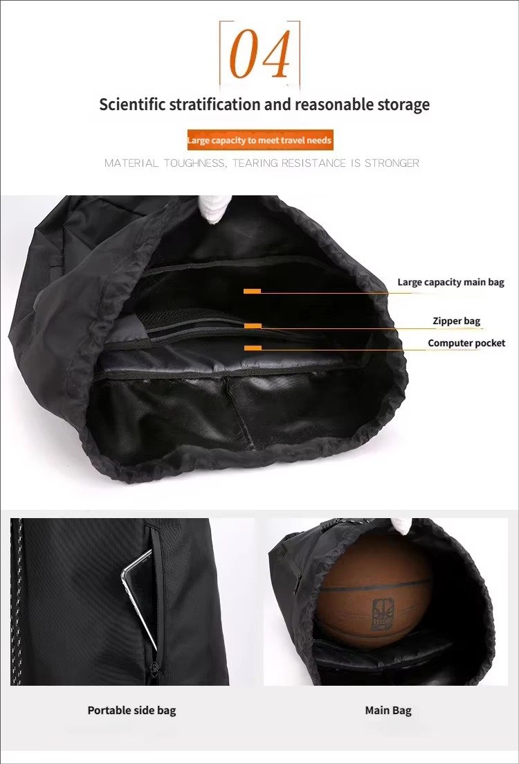 Personalized Large Capacity Drawstring Travel Backpack Waterproof Draw String Gym Sports Outdoor Training Basketball Bag detail image