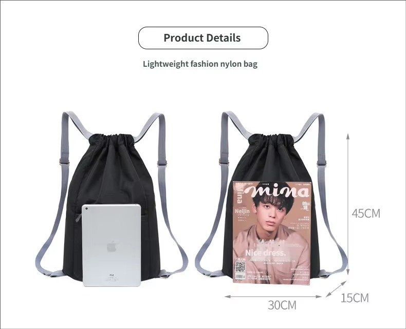 Lightweight Travel Drawstring Backpack Waterproof Draw String Gym Sports Basketball Bags Reusable Rope Drawing Bag detail image
