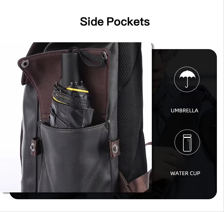 Modern Business Travel School Casual PU Leather Laptop Backpack product detail