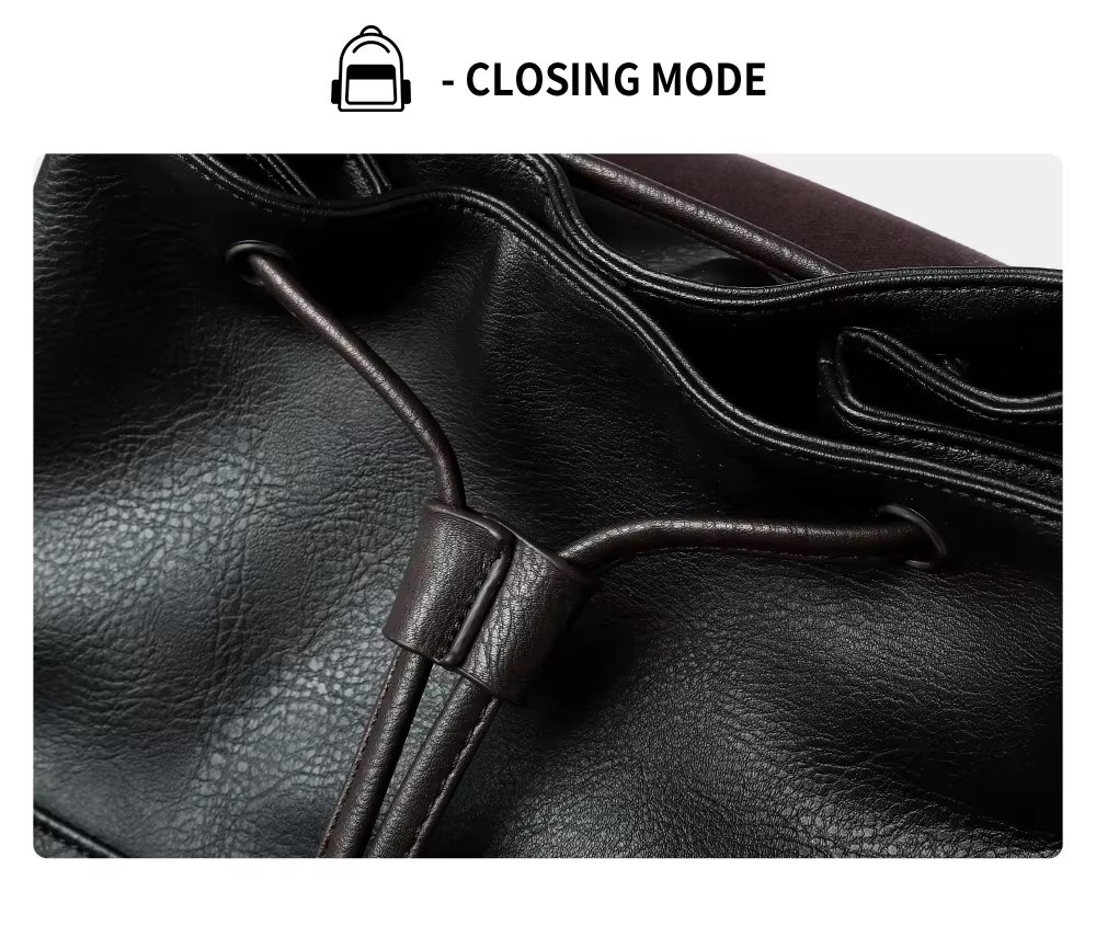 Modern Business Travel School Casual PU Leather Laptop Backpack product detail