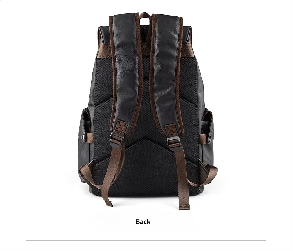 Modern Business Travel School Casual PU Leather Laptop Backpack product detail