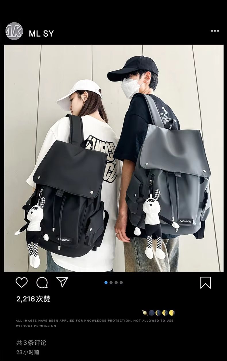 Water-Resistant Large Capacity Lightweight Modern Outdoor Nylon Flap & Roll Top Backpack product detail