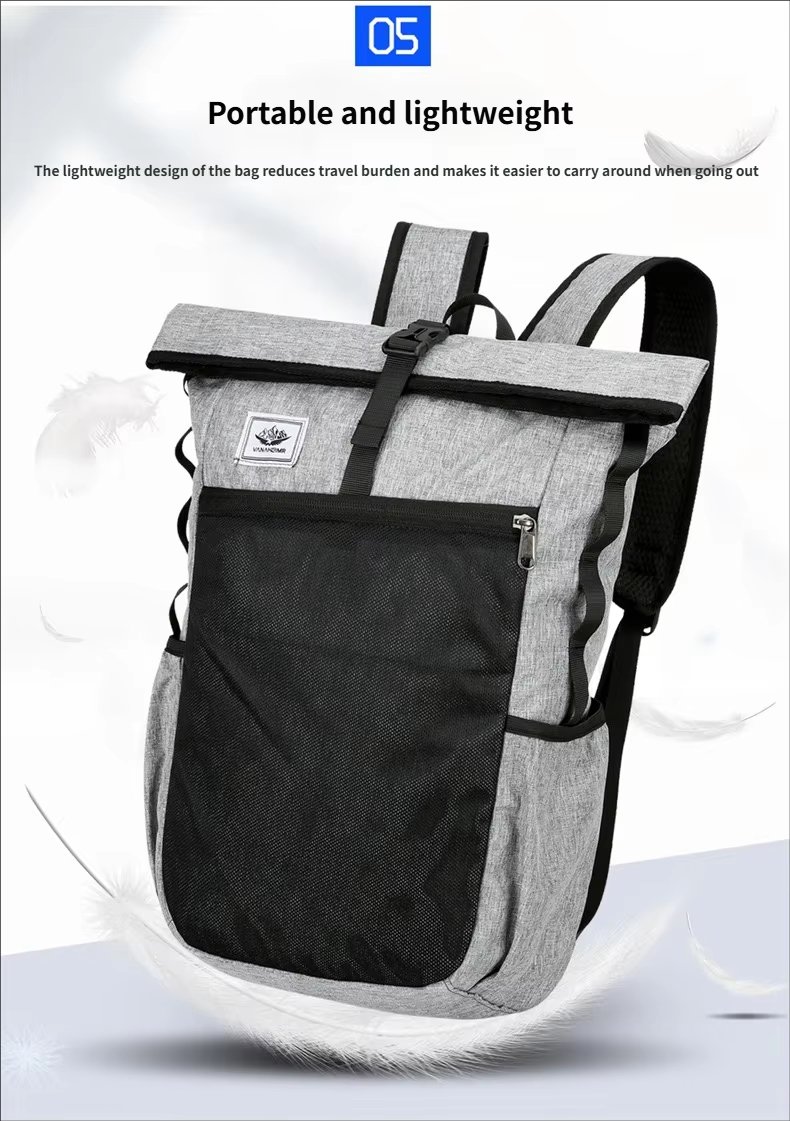 Water-Resistant Large Capacity Lightweight Outdoor Travel Polyester Roll Top Backpack product detail