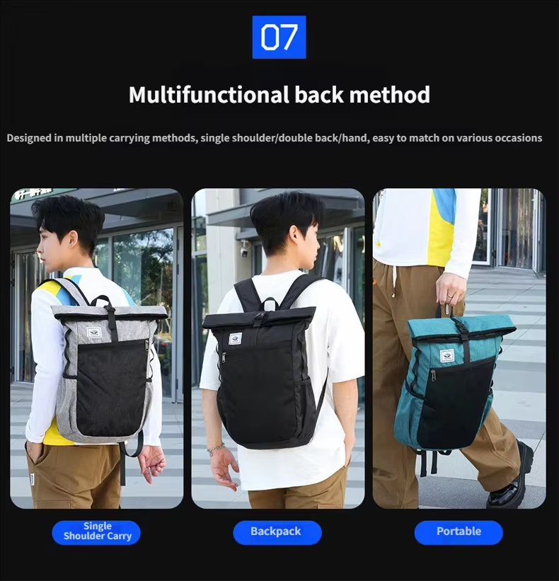 Water-Resistant Large Capacity Lightweight Outdoor Travel Polyester Roll Top Backpack product detail