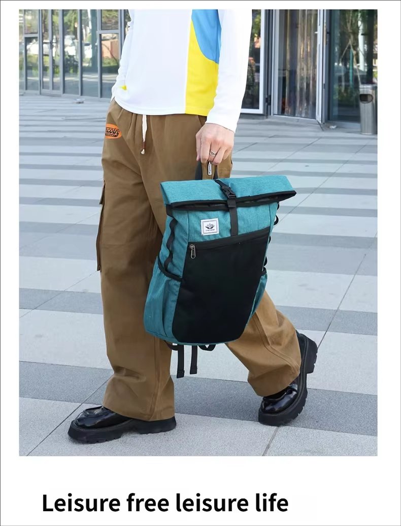 Water-Resistant Large Capacity Lightweight Outdoor Travel Polyester Roll Top Backpack product detail
