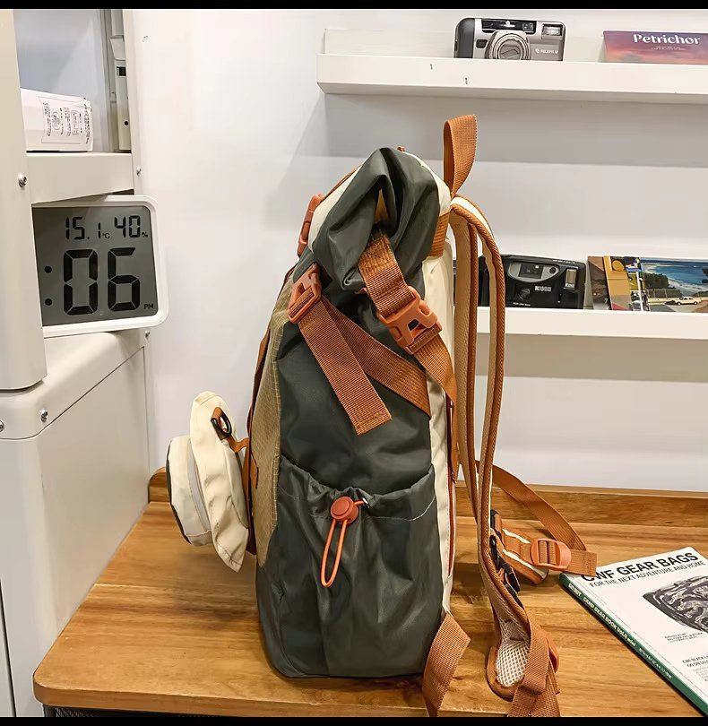 Large Capacity Lightweight Outdoor Travel Nylon Roll Top Backpack product detail