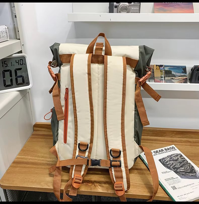 Large Capacity Lightweight Outdoor Travel Nylon Roll Top Backpack product detail