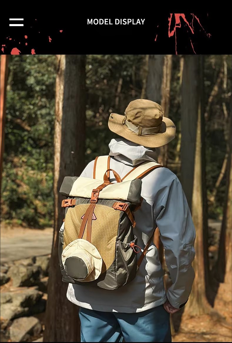 Large Capacity Lightweight Outdoor Travel Nylon Roll Top Backpack product detail