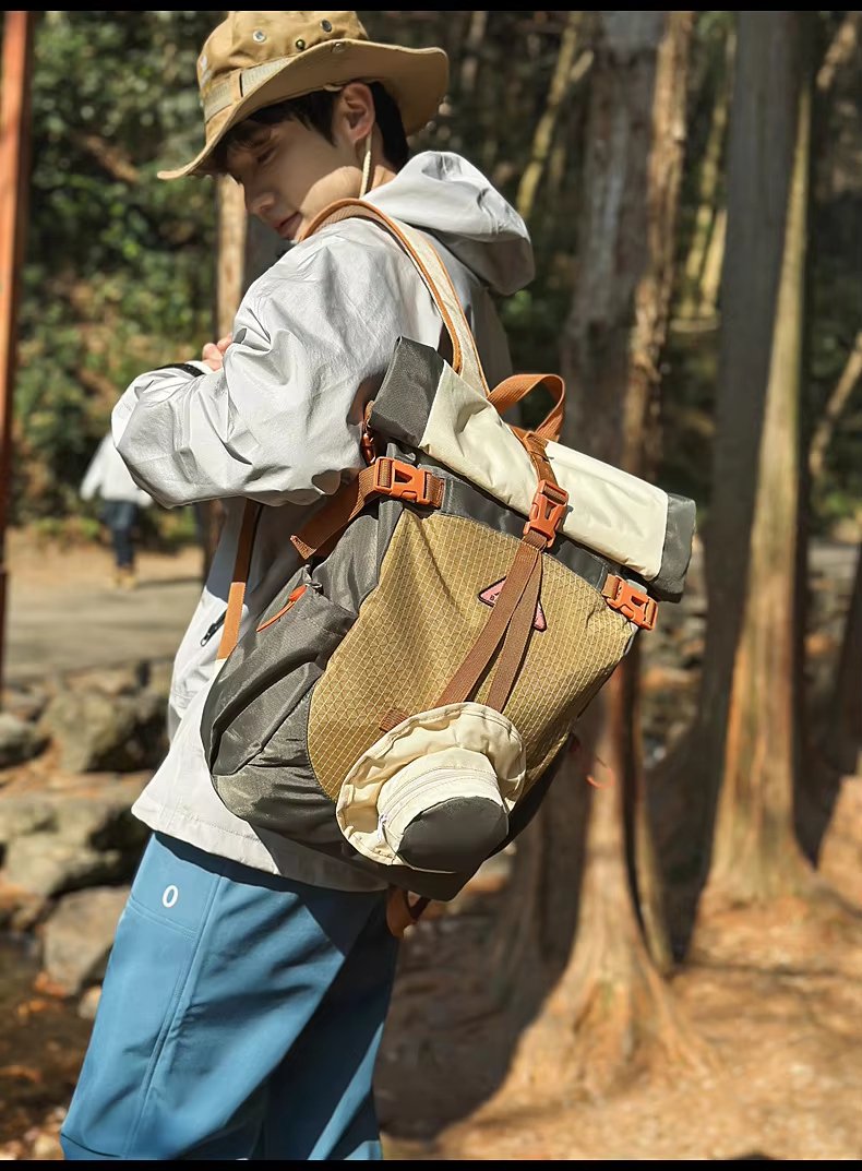 Large Capacity Lightweight Outdoor Travel Nylon Roll Top Backpack product detail
