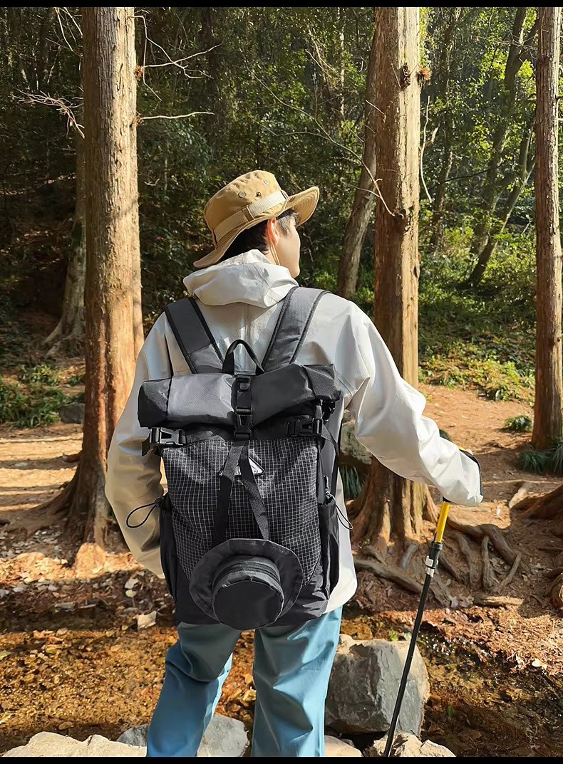 Large Capacity Lightweight Outdoor Travel Nylon Roll Top Backpack product detail