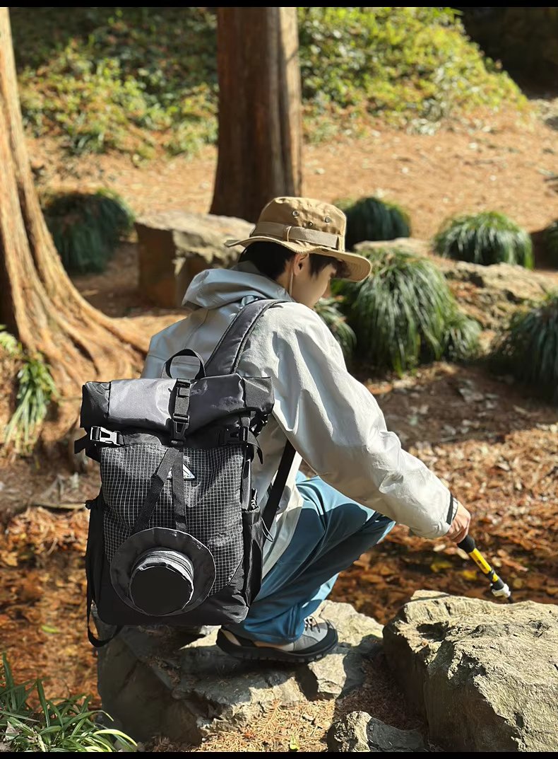 Large Capacity Lightweight Outdoor Travel Nylon Roll Top Backpack product detail