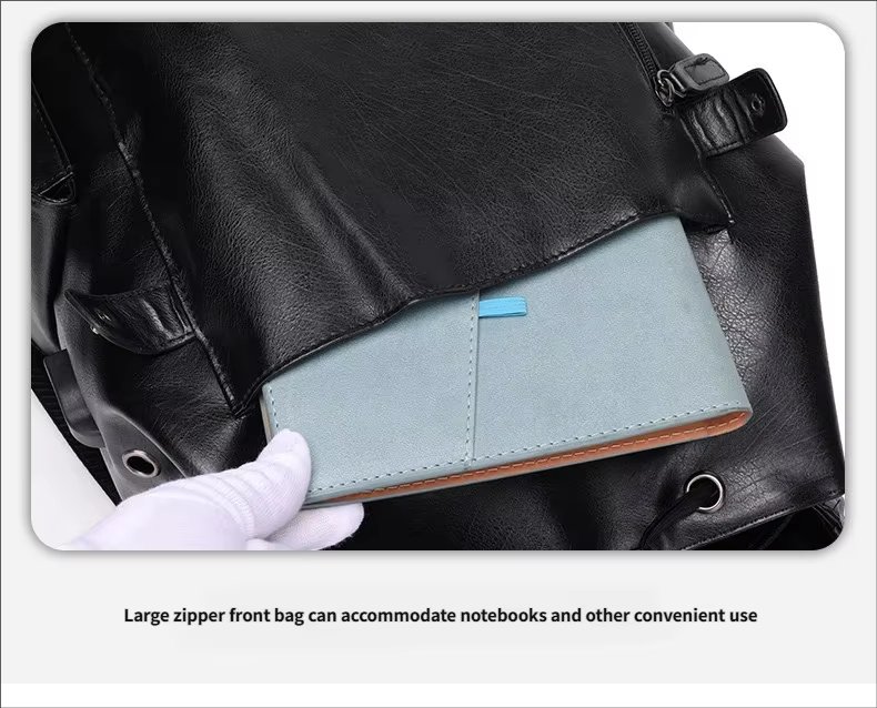 Water-Resistant USB Vintage Modern Travel PU Leather Laptop Backpack product detail