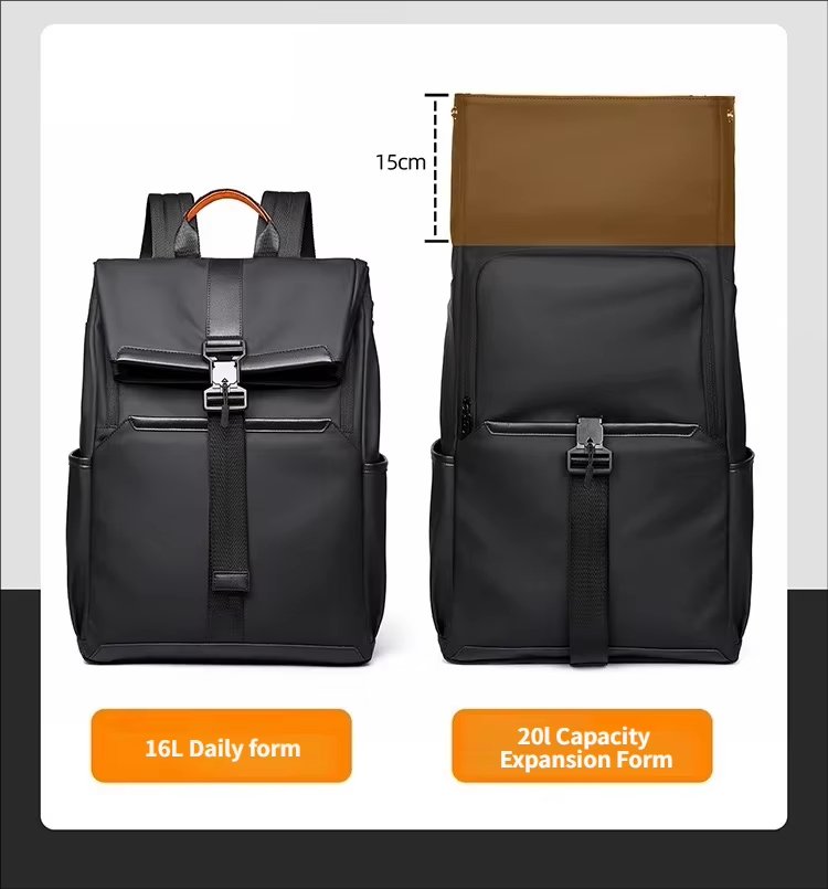 Water-Resistant Large Capacity Business Travel School PU Leather Laptop Backpack product detail