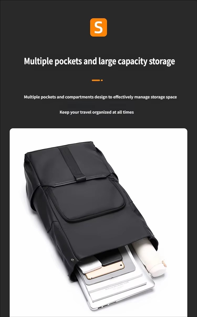 Water-Resistant Large Capacity Business Travel School PU Leather Laptop Backpack product detail