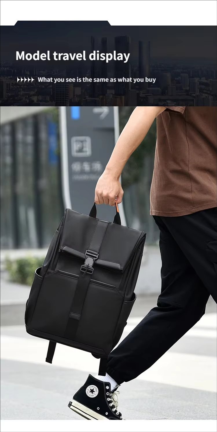 Water-Resistant Large Capacity Business Travel School PU Leather Laptop Backpack product detail