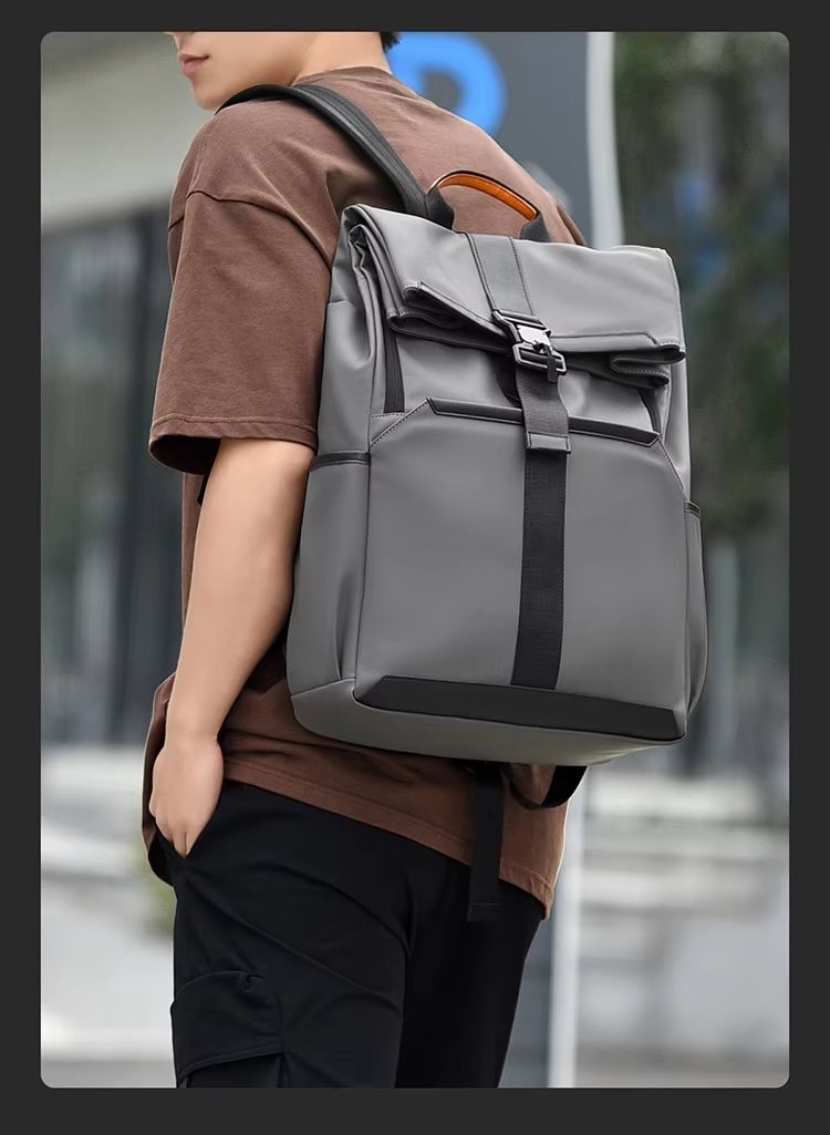 Water-Resistant Large Capacity Business Travel School PU Leather Laptop Backpack product detail