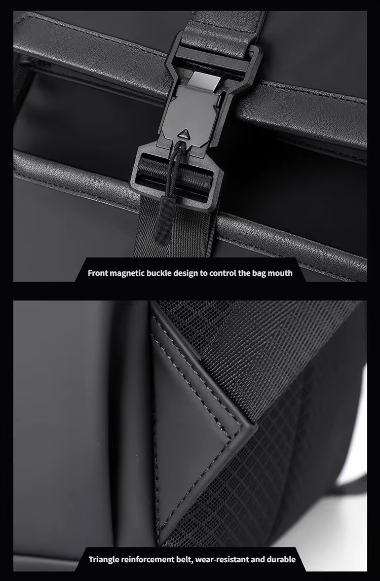 Water-Resistant Large Capacity Business Travel School PU Leather Laptop Backpack product detail