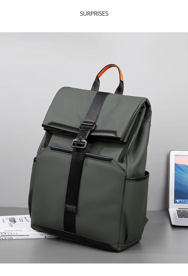 Water-Resistant Large Capacity Business Travel School PU Leather Laptop Backpack product detail