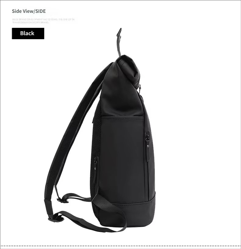 Water-Resistant Large Capacity Outdoor Business Travel PU Leather Roll Top Backpack product detail