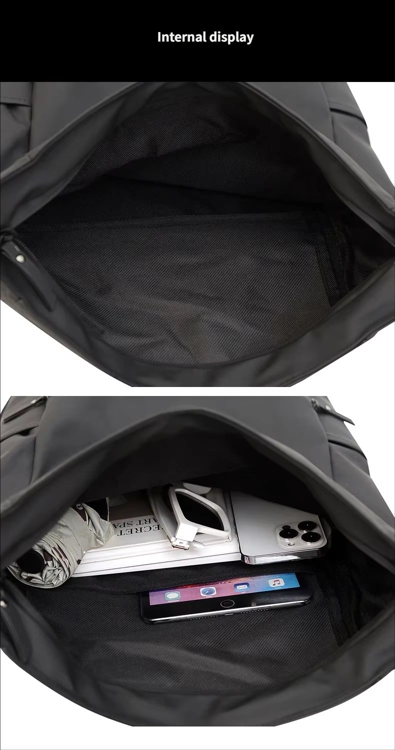 Water-Resistant Large Capacity Outdoor Business Travel PU Leather Roll Top Backpack product detail