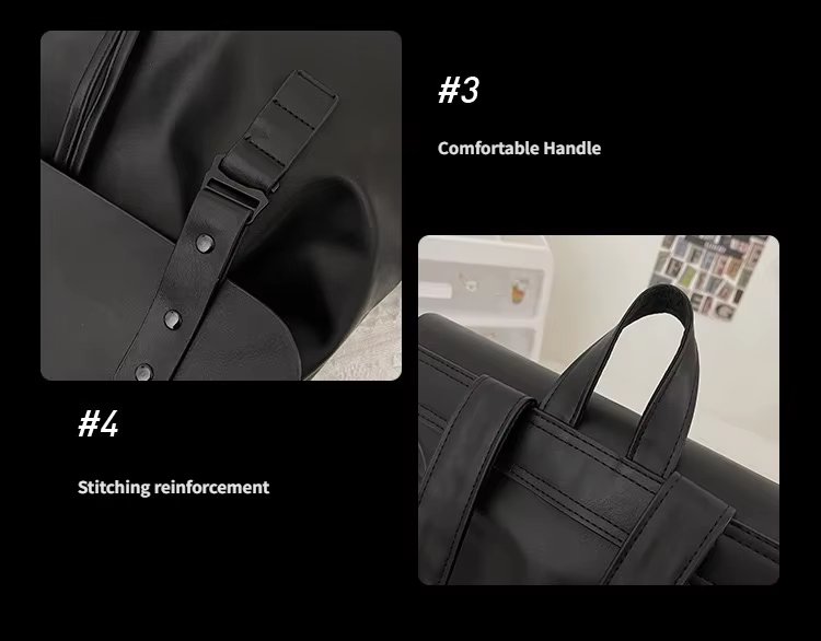 Water-Resistant Large Capacity Modern Travel School PU Leather Laptop Backpack product detail
