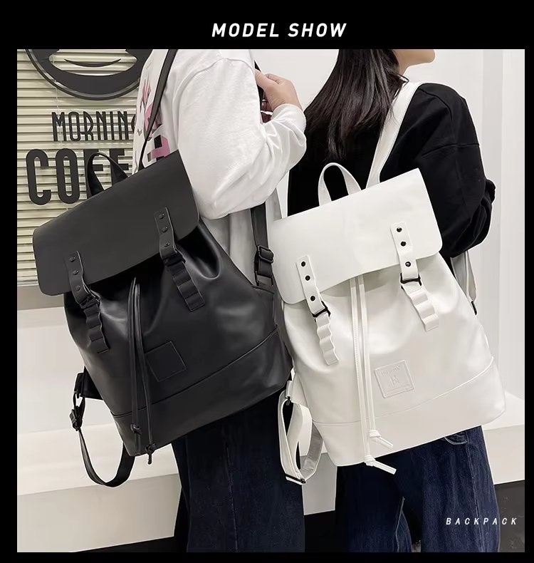 Water-Resistant Large Capacity Modern Travel School PU Leather Laptop Backpack product detail