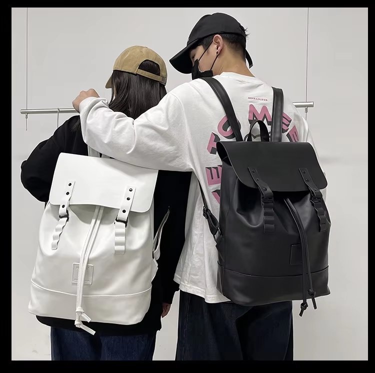 Water-Resistant Large Capacity Modern Travel School PU Leather Laptop Backpack product detail