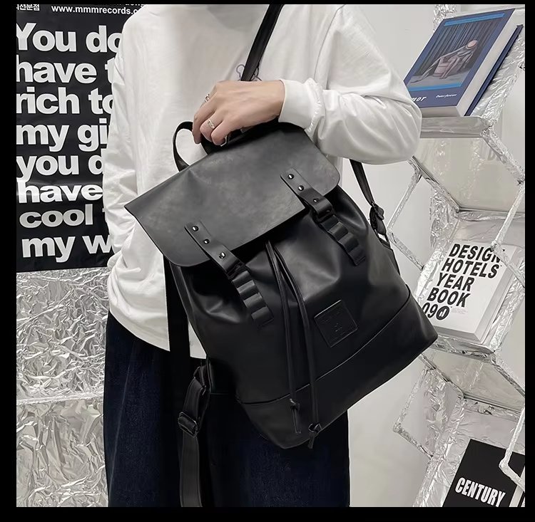 Water-Resistant Large Capacity Modern Travel School PU Leather Laptop Backpack product detail
