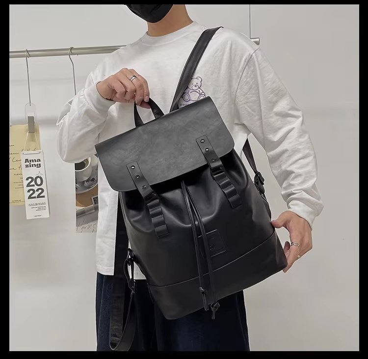 Water-Resistant Large Capacity Modern Travel School PU Leather Laptop Backpack product detail
