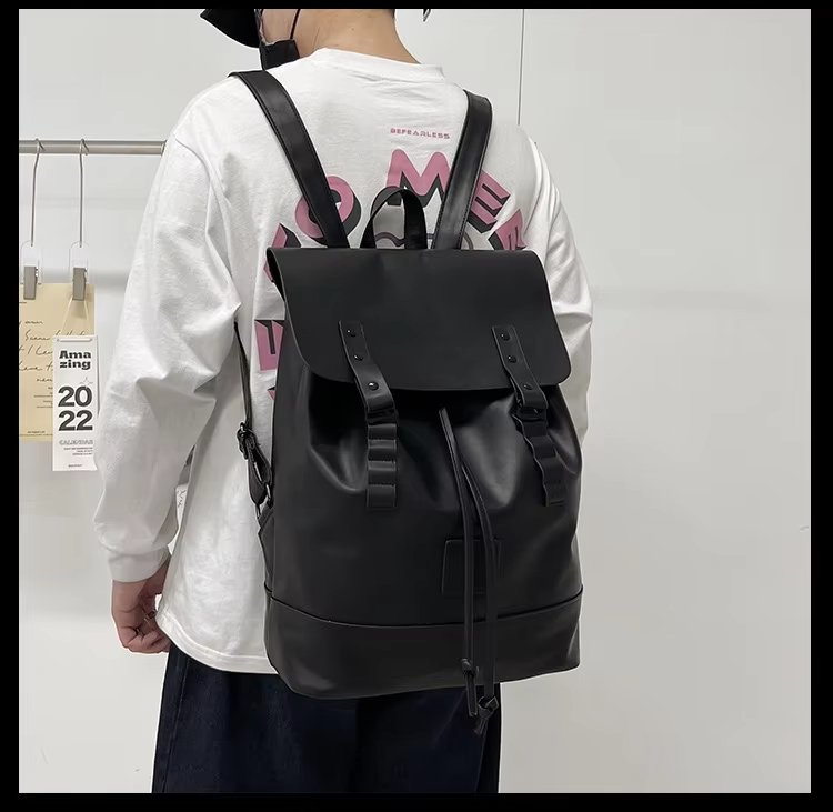 Water-Resistant Large Capacity Modern Travel School PU Leather Laptop Backpack product detail