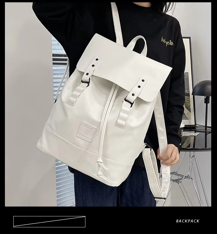 Water-Resistant Large Capacity Modern Travel School PU Leather Laptop Backpack product detail