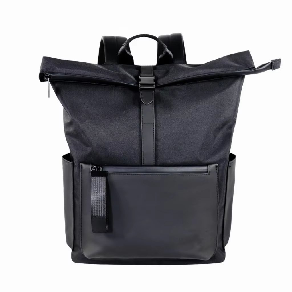 Water-Resistant Large Capacity Business Travel School PU Leather Roll Top Backpack product detail