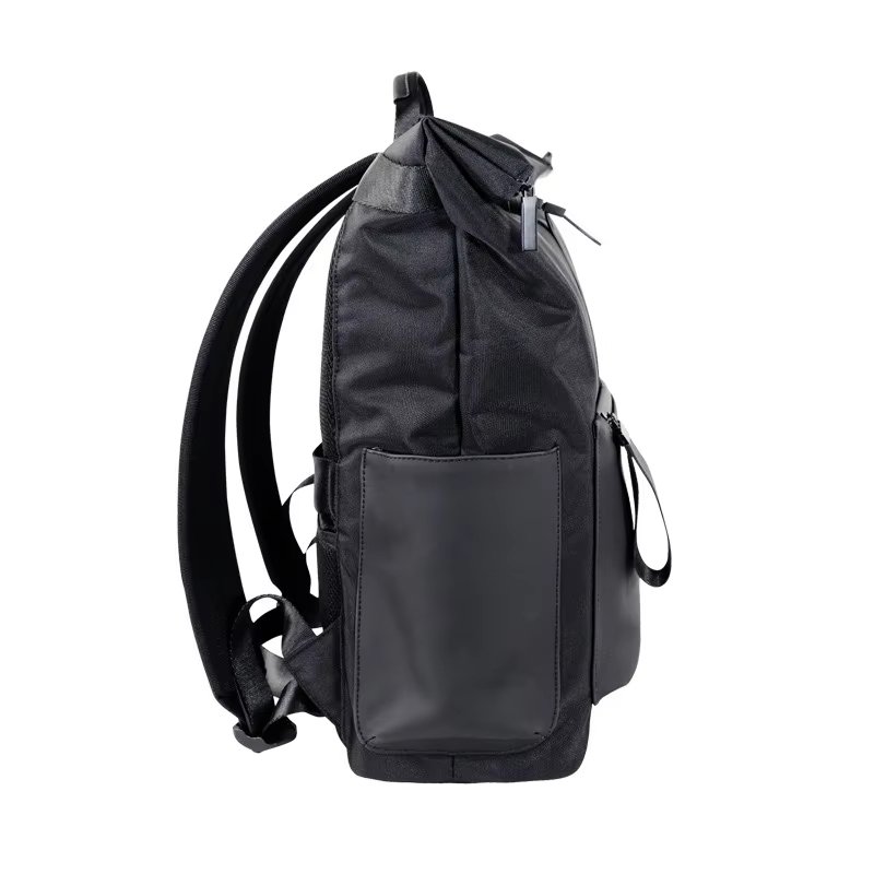 Water-Resistant Large Capacity Business Travel School PU Leather Roll Top Backpack product detail