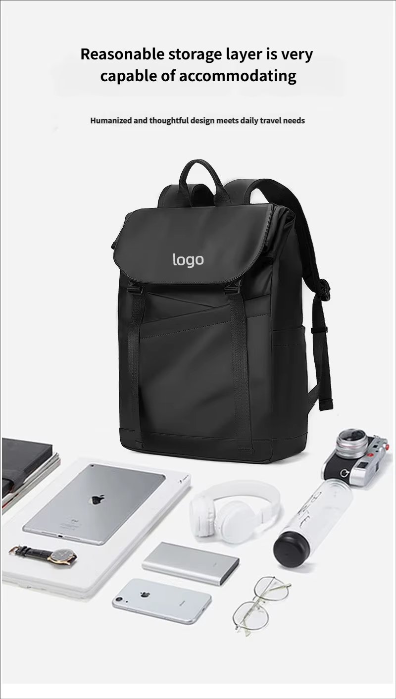 Water-Resistant Large Capacity Business Travel PU Leather Laptop Backpack product detail