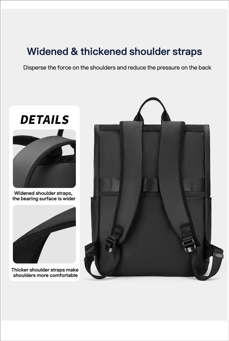 Water-Resistant Large Capacity Business Travel PU Leather Laptop Backpack product detail