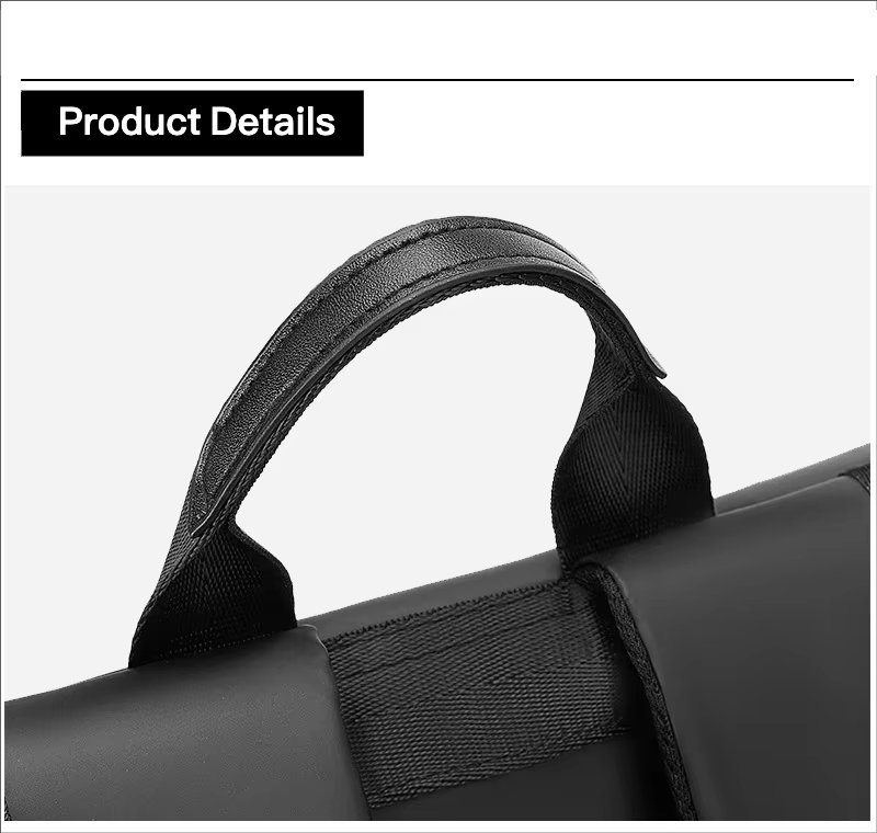 Water-Resistant Large Capacity Business Travel PU Leather Laptop Backpack product detail