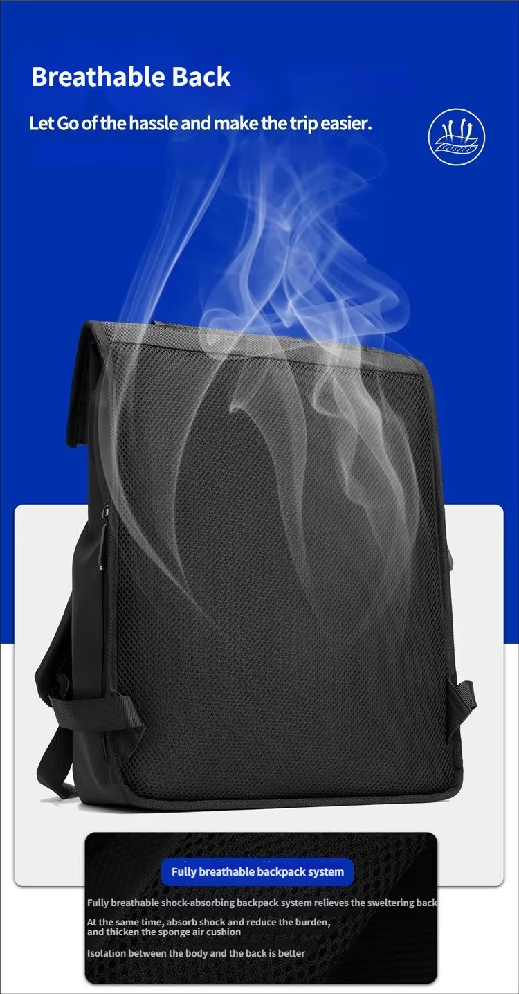 Water-Resistant Outdoor Business Travel School PU Leather Roll Top Backpack product detail