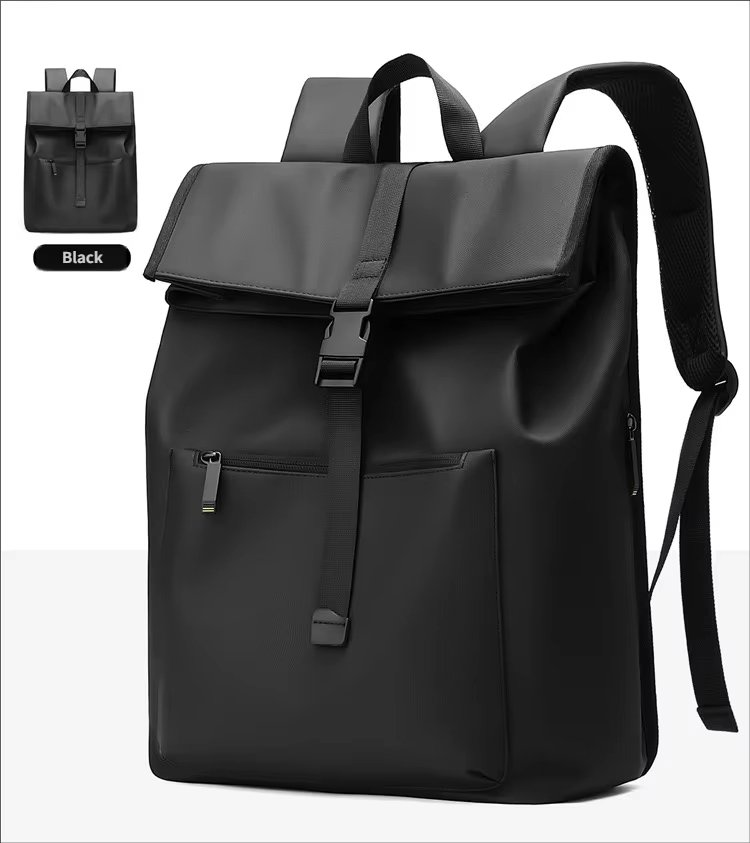 Water-Resistant Outdoor Business Travel School PU Leather Roll Top Backpack product detail