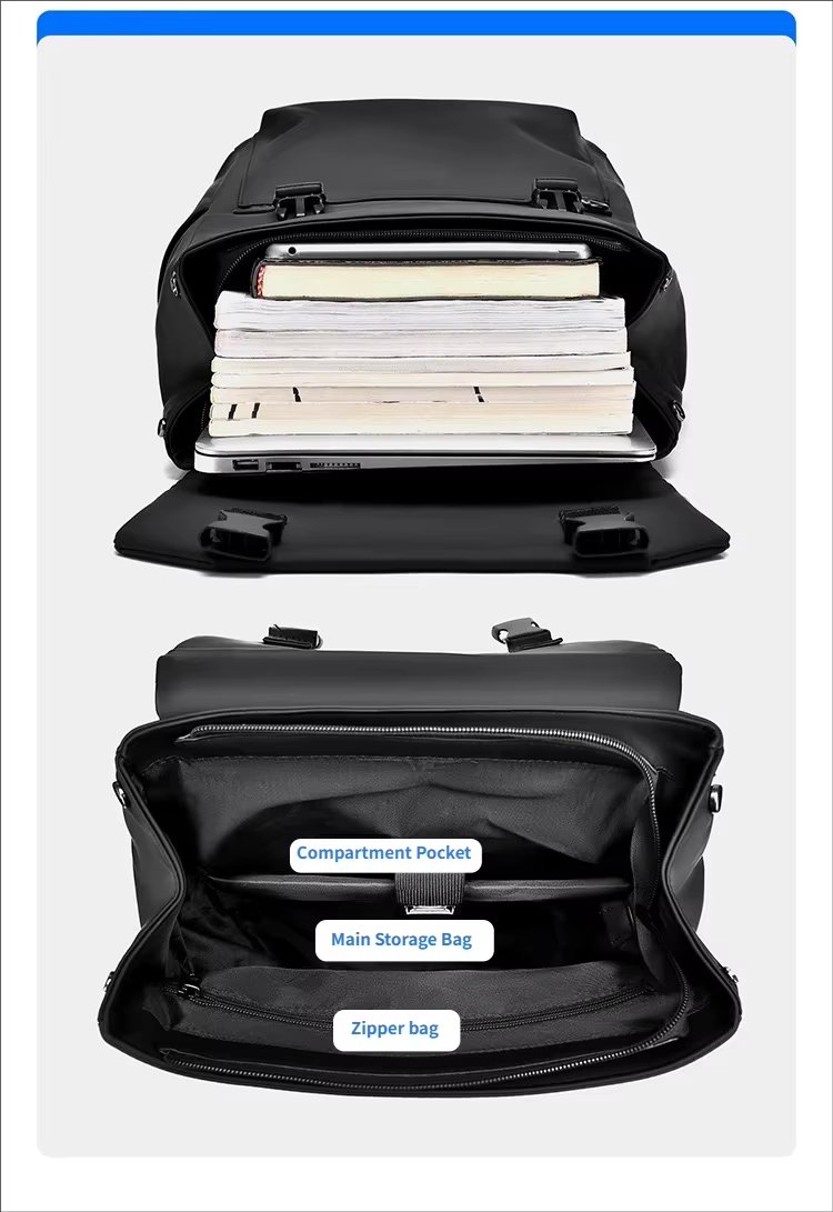 Water-Resistant Large Capacity Business Travel School PU Leather Rolling Backpack product detail